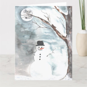 Snowy Forest Snowman Dankeskarte