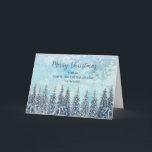 Snowy Forest Son & Daughter im Gesetz Frohe Weihna Karte<br><div class="desc">Frohe Weihnachten für Sohn und Tochter in der Rechtskarte mit einem schneebedeckten Wasserfarbenwald und nachdenklichen Vers.</div>