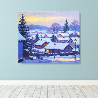 Snowy Forest Village Leinwanddruck