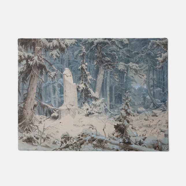 Snowy Forest (von Andreas Achenbach) Fußmatte (Vorderseite)