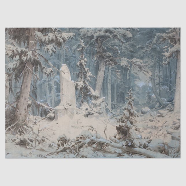 Snowy Forest (von Andreas Achenbach) Seidenpapier (Vorderseite)