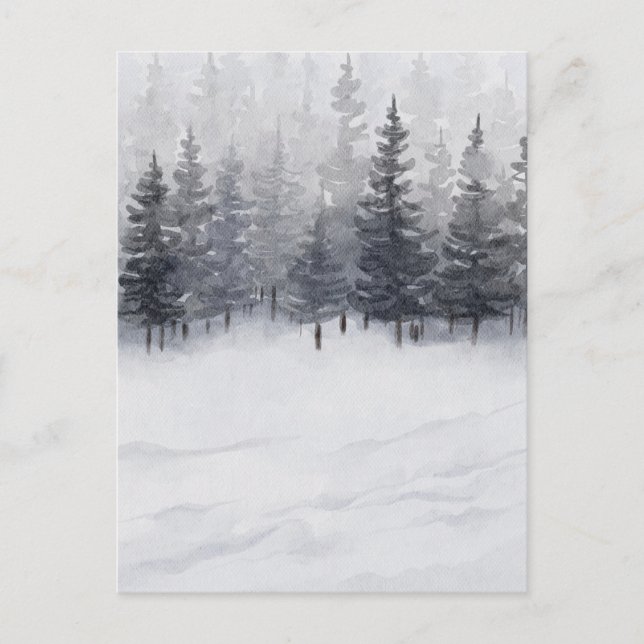 Snowy Forest Watercolor Postkarte (Vorderseite)
