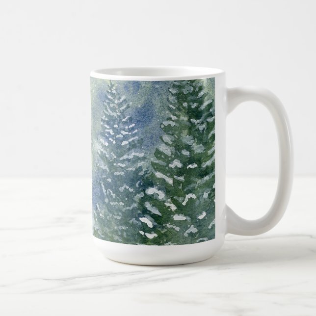 Snowy Forest Watercolor Scene Kaffeetasse (Rechts)