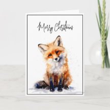 Snowy Fox Weihnachtskarte Aquarell