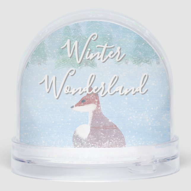 Snowy Fox Winter Wonderland Snow Globe Schneekugeln (Rückseite)