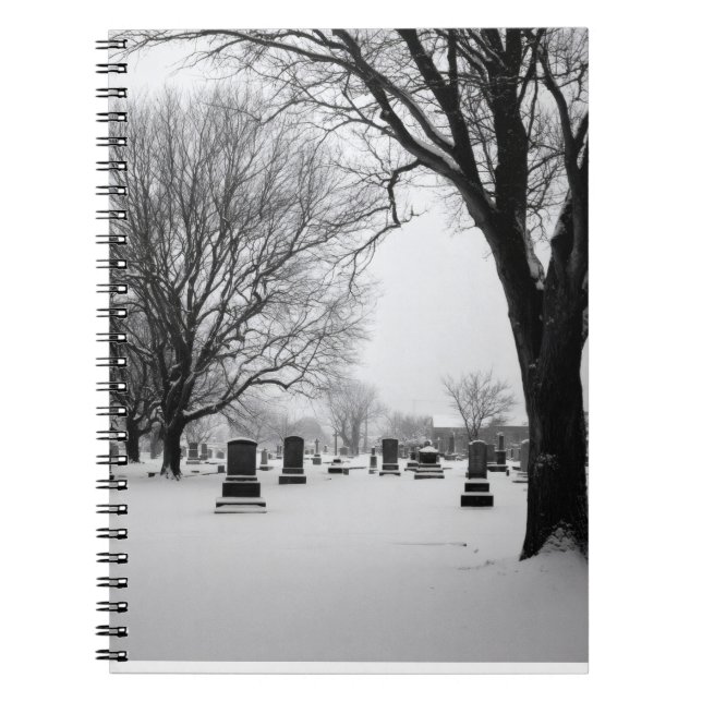 Snowy Friedhof Stillness Notebook Notizblock (Vorderseite)