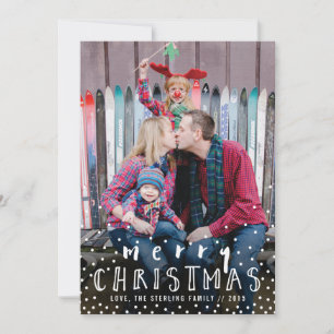 Snowy Frohe Weihnachten Niedliche Familienfotokart