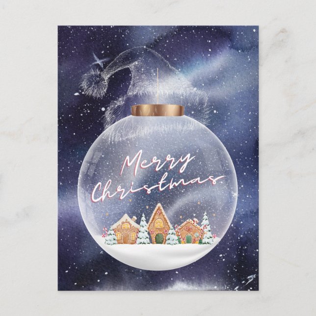 Snowy Frohe Weihnachten Postkarte (Vorderseite)