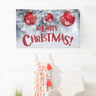 Snowy Frohe Weihnachten Snowflake Ornamente Banner