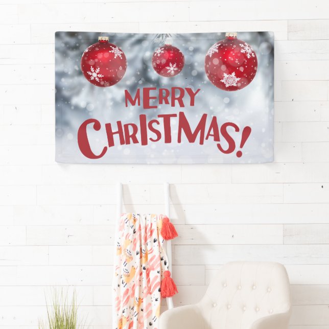 Snowy Frohe Weihnachten Snowflake Ornamente Banner (Insitu)