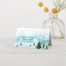 Snowy Frosty Winter Morning Snowflakes Hochzeit Platzkarte