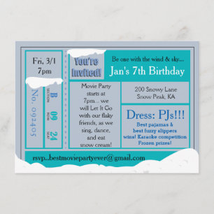 Snowy Frozen Birthday Movie Tix Einladung