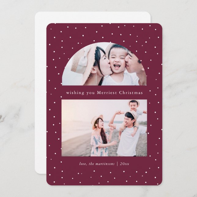 Snowy Globe Foto Weihnachtskarte (Vorne/Hinten)