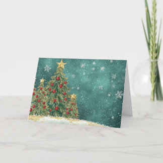 Snowy Gold Foil Weihnachtsbaum Design Karte