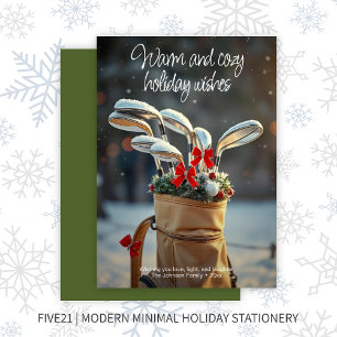 Snowy Golf Wintersaison wünscht ・ Green Feiertagskarte