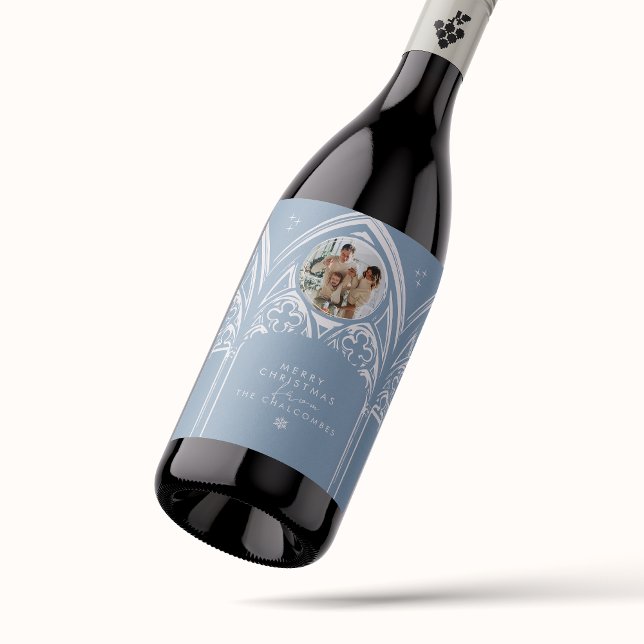 Snowy Gothic Wintermesse Weihnachten Foto Blau Weinetikett (Von Creator hochgeladen)