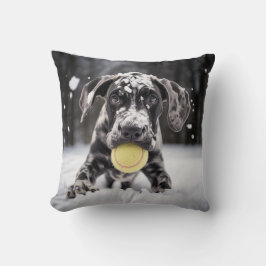 🐕 Snowy Great Dane Welpe mit 🎾 Tennisbällen Kissen