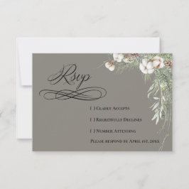 Snowy Greenery RSVP Card
