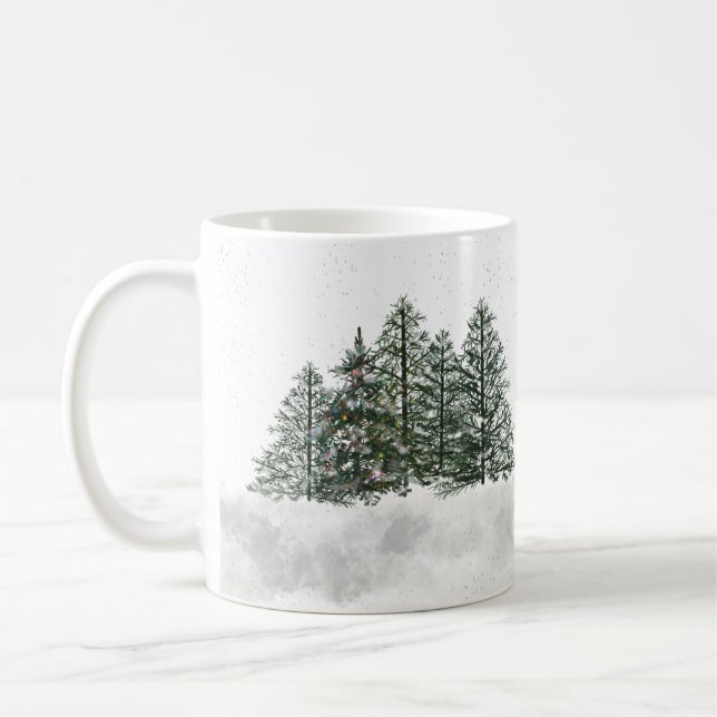 Snowy Grove Weihnachtsbaum-Tasse Kaffeetasse (Links)