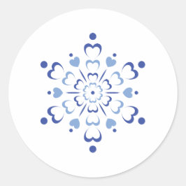 Snowy Heartburst Runder Aufkleber