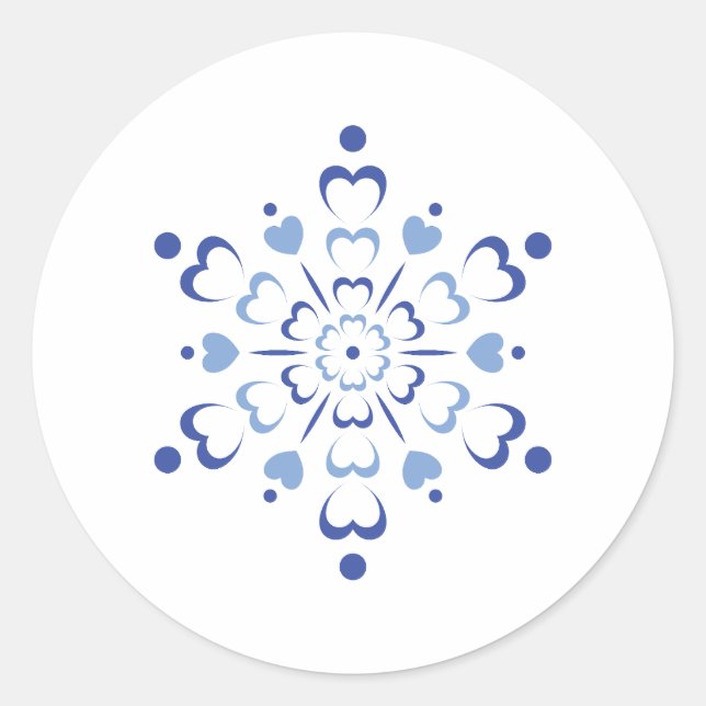 Snowy Heartburst Runder Aufkleber (Vorderseite)
