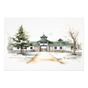 Snowy Horse Barn Wall Art Fotodruck