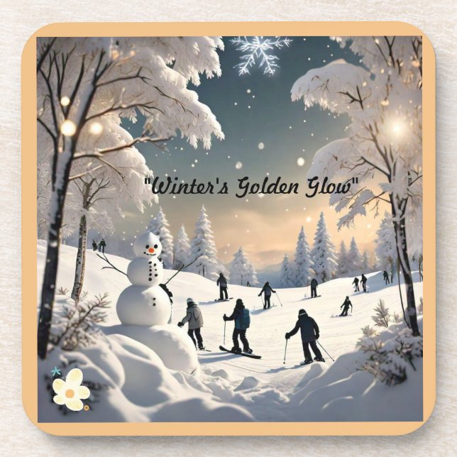 "Snowy Landscape Beauty" Getränkeuntersetzer (Vorderseite)