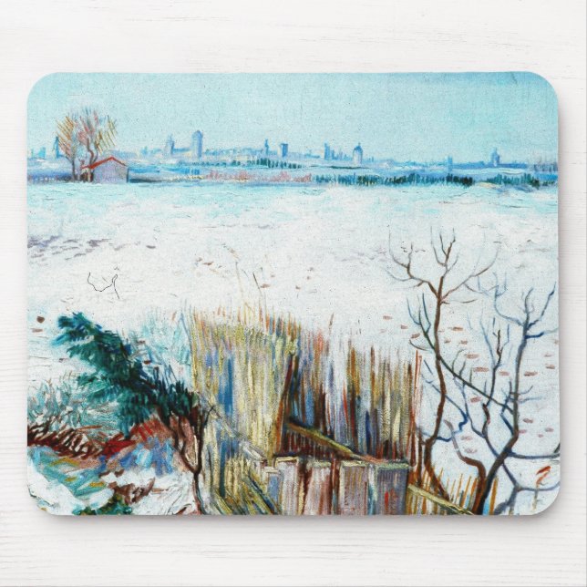 Snowy Landscape with Arles by Vincent van Gogh Mousepad (Vorne)