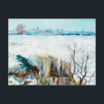Snowy Landscape with Arles by Vincent van Gogh Postkarte<br><div class="desc">Die verschneiten Landschaften mit Arles im Hintergrund von Vincent van Gogh ist ein Vintages Landschaftsbild der Post-Impressionismen. Ein schneebedecktes Feld während der Wintersaison mit dem Dorf Arles in der Ferne. Über den Künstler: Vincent Willem van Gogh (1853-1890) war einer der berühmtesten postimpressionistischen Maler seiner Zeit. Seine Arbeit war besonders für...</div>