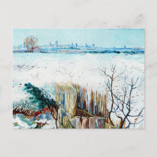 Snowy Landscape with Arles by Vincent van Gogh Postkarte (Vorderseite)