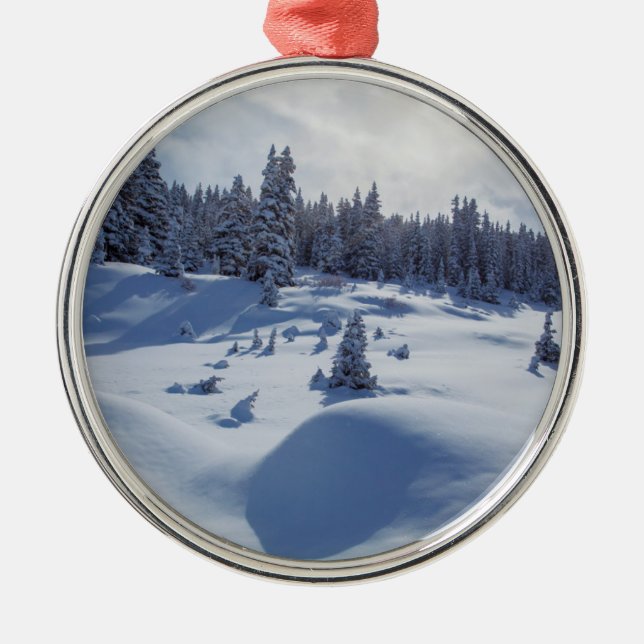 Snowy-Landschaft Ornament Aus Metall (Vorne)