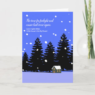 Snowy Little House on Prairie Original Art Karte