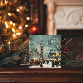 Snowy London Christmas Scene Feiertagskarte