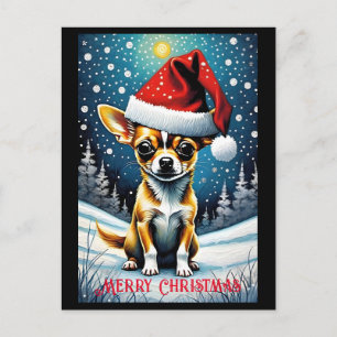 Snowy Meadow Niedlich Chihuahua Weihnachten Postkarte