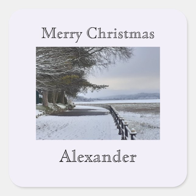 Snowy Morning Quadratischer Aufkleber (Vorderseite)