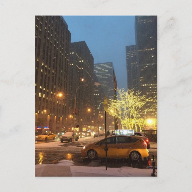 Snowy Morning Rockefeller Center Sixth Avenue NYC Postkarte (Vorderseite)