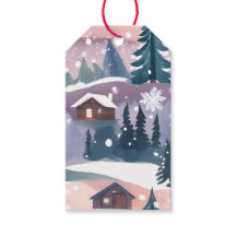 Snowy Mountain Cabin Wasserfarbe