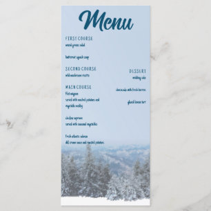 Snowy Mountain Forest Wedding Menükarte