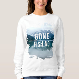 Snowy Mountain Lake Gone Fischen Sweatshirt