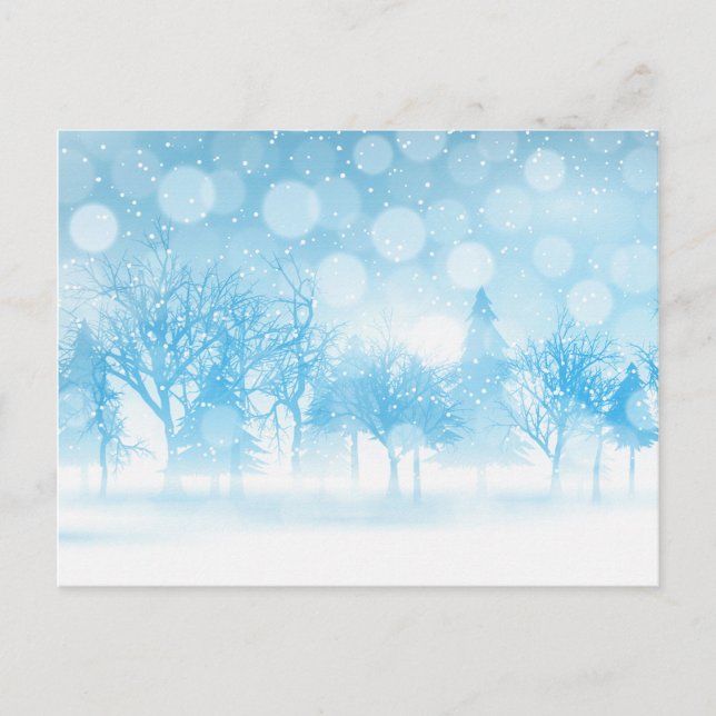 Snowy Mountain Light Blue Winter Landschaft Postkarte (Vorderseite)