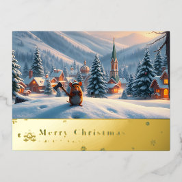 Snowy MOuntain Mouse Post Card I Folien Feiertagspostkarte