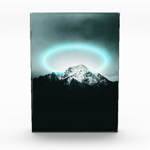Snowy mountain mysterious blue neon light fotoblock