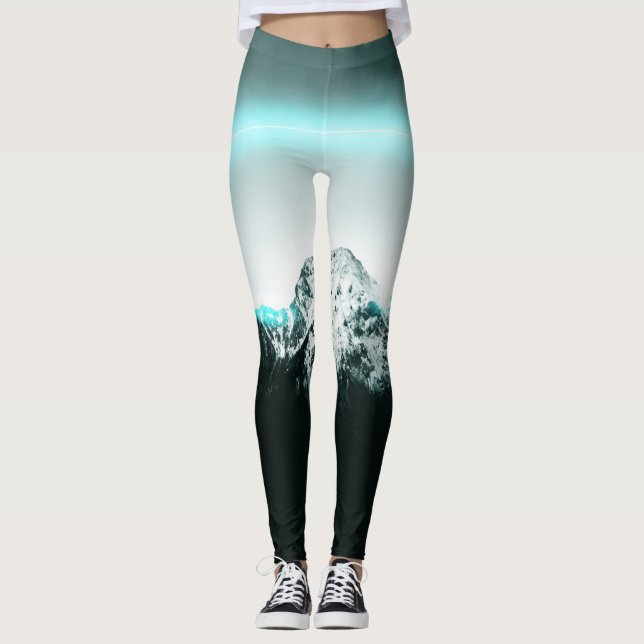 Snowy mountain mysterious blue neon light leggings (Vorderseite)
