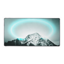 Snowy mountain mysterious blue neon light