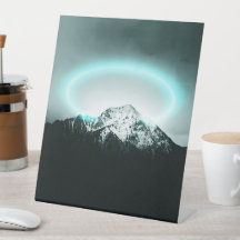 Snowy mountain mysterious blue neon light