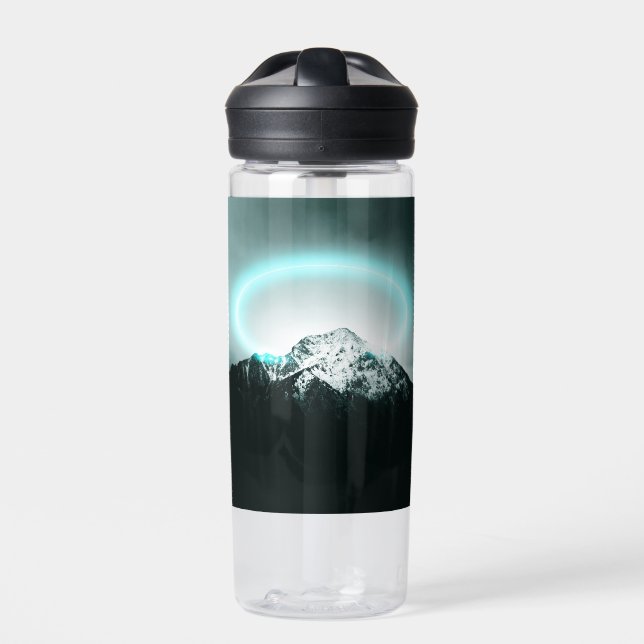 Snowy mountain mysterious blue neon light trinkflasche (Vorderseite)
