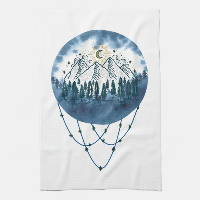 Snowy Mountain Pine Naturerlebnis im Freien Geschirrtuch (Vertikal)