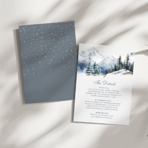Snowy Mountain & Pine Trees Hochzeitskarte Einladung