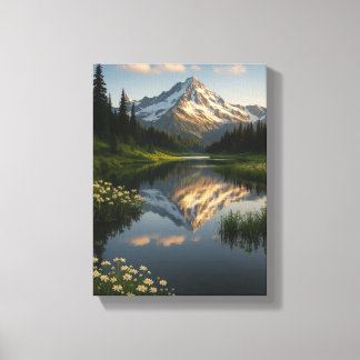 Snowy Mountain Reflection Lake Scene Leinwanddruck