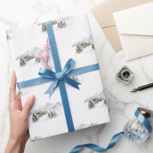 Snowy Mountain Watercolor Weihnachtswrapping Paper Geschenkpapier